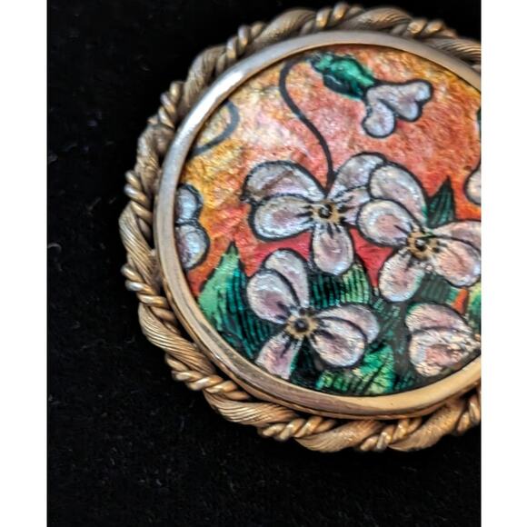 Vintage Signed J. Brevers Paris Large Fused Limoge Enamel on Porcelain Brooch - Picture 4 of 7